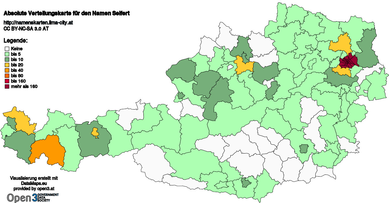 Absolute Verteilungskarten Nachnamen Seifert