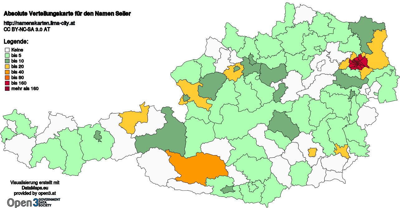 Absolute Verteilungskarten Nachnamen Seiler