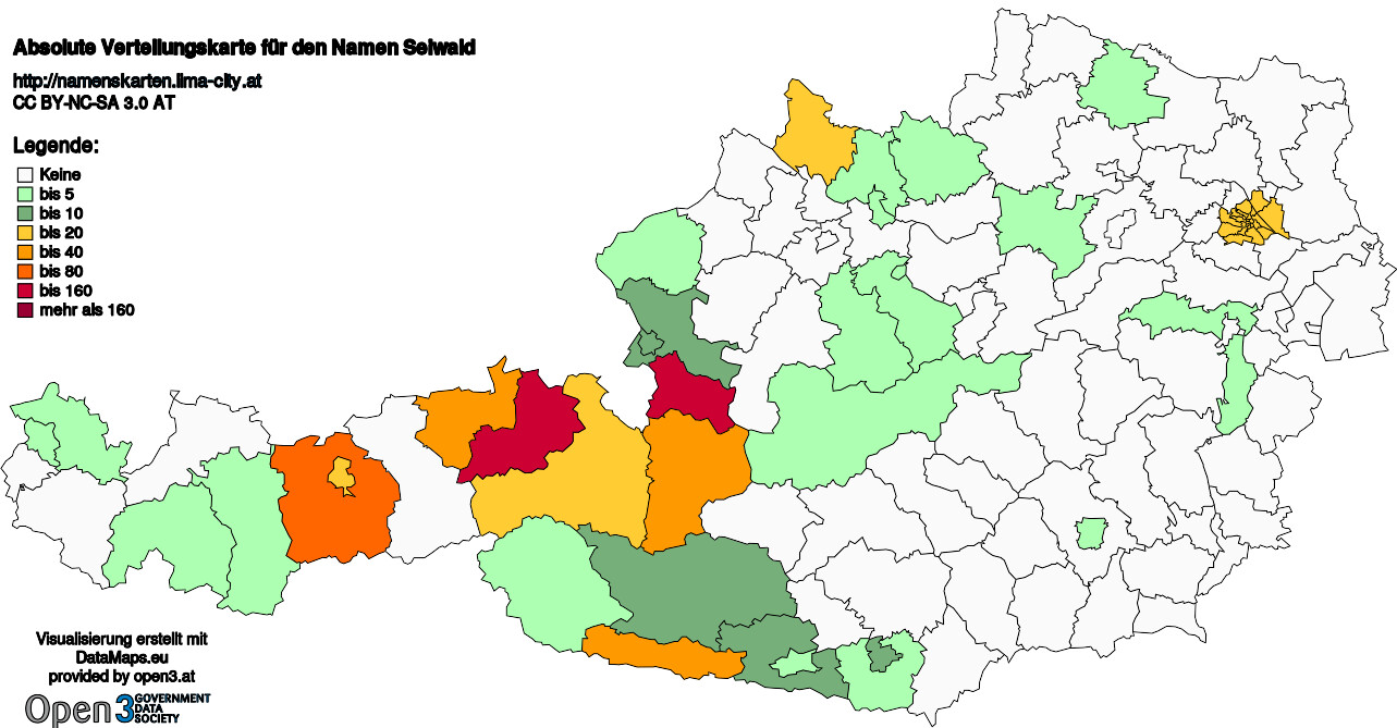 Absolute Verteilungskarten Nachnamen Seiwald