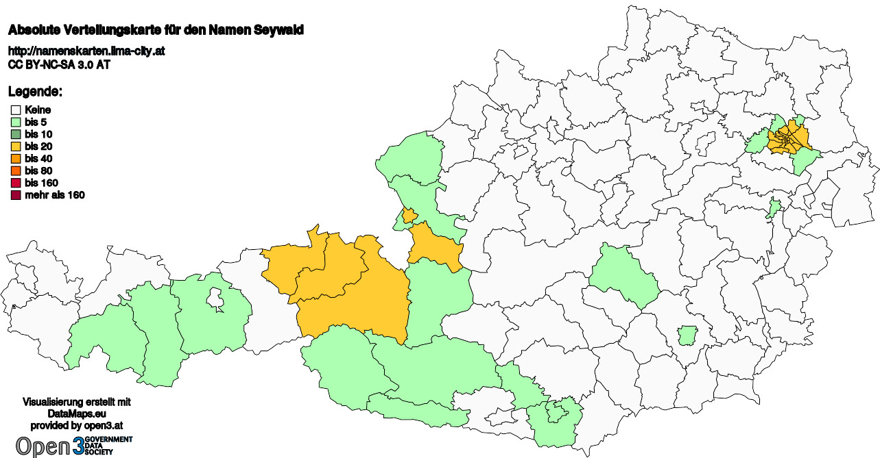 Absolute Verteilungskarten Nachnamen Seywald