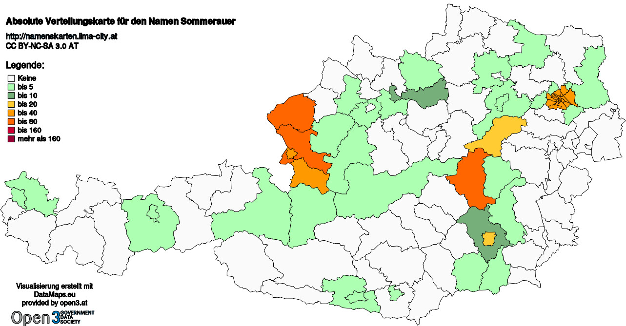 Absolute Verteilungskarten Nachnamen Sommerauer