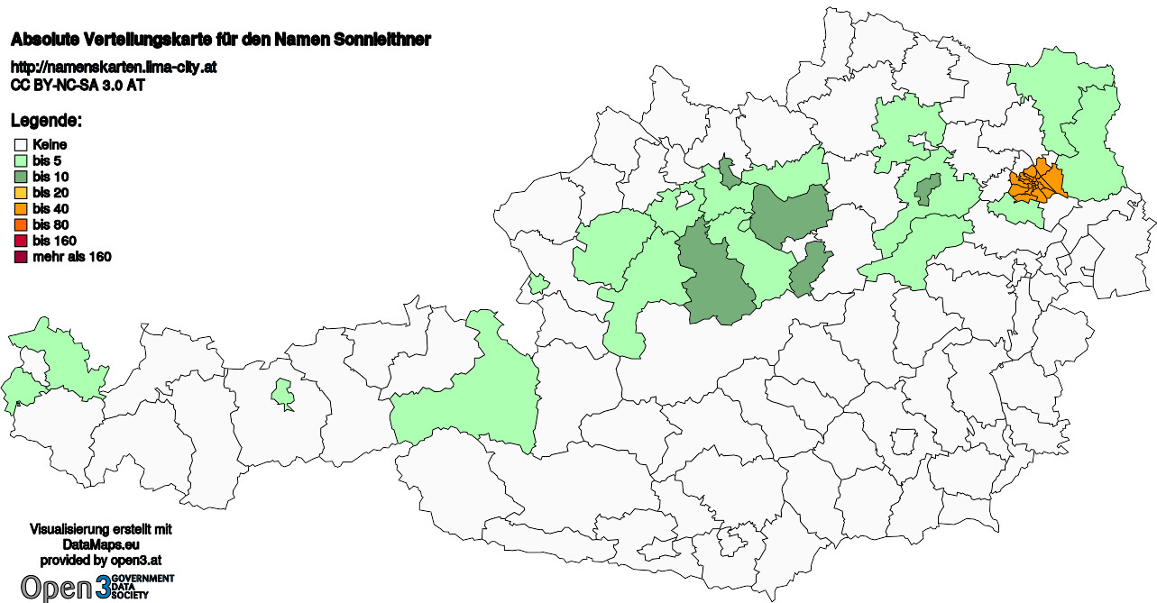 Absolute Verteilungskarten Nachnamen Sonnleithner