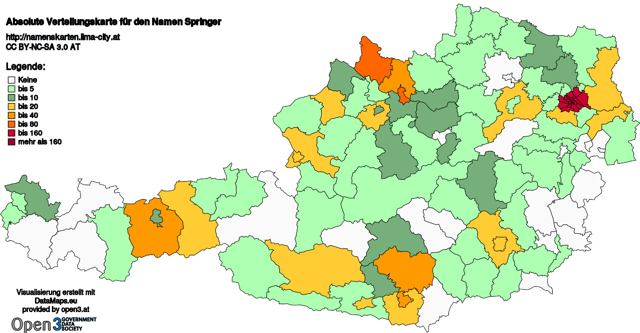 Absolute Verteilungskarten Nachnamen Springer