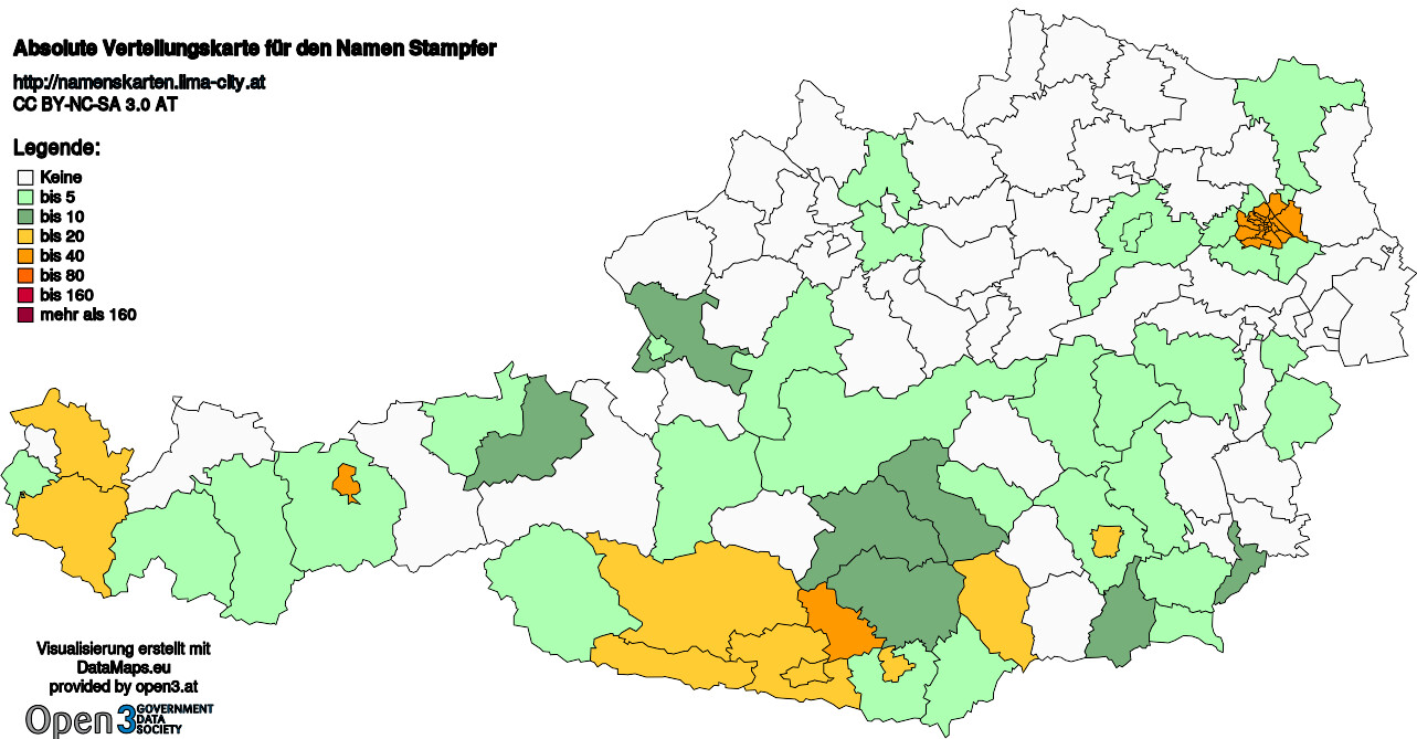 Absolute Verteilungskarten Nachnamen Stampfer