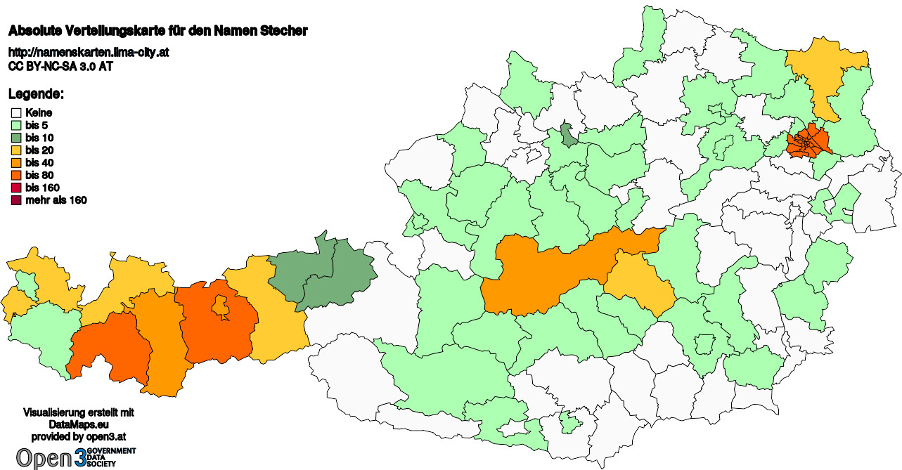 Absolute Verteilungskarten Nachnamen Stecher