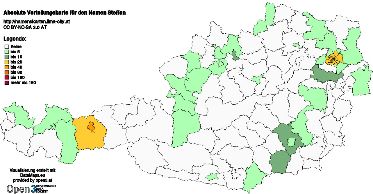 Absolute Verteilungskarten Nachnamen Steffan