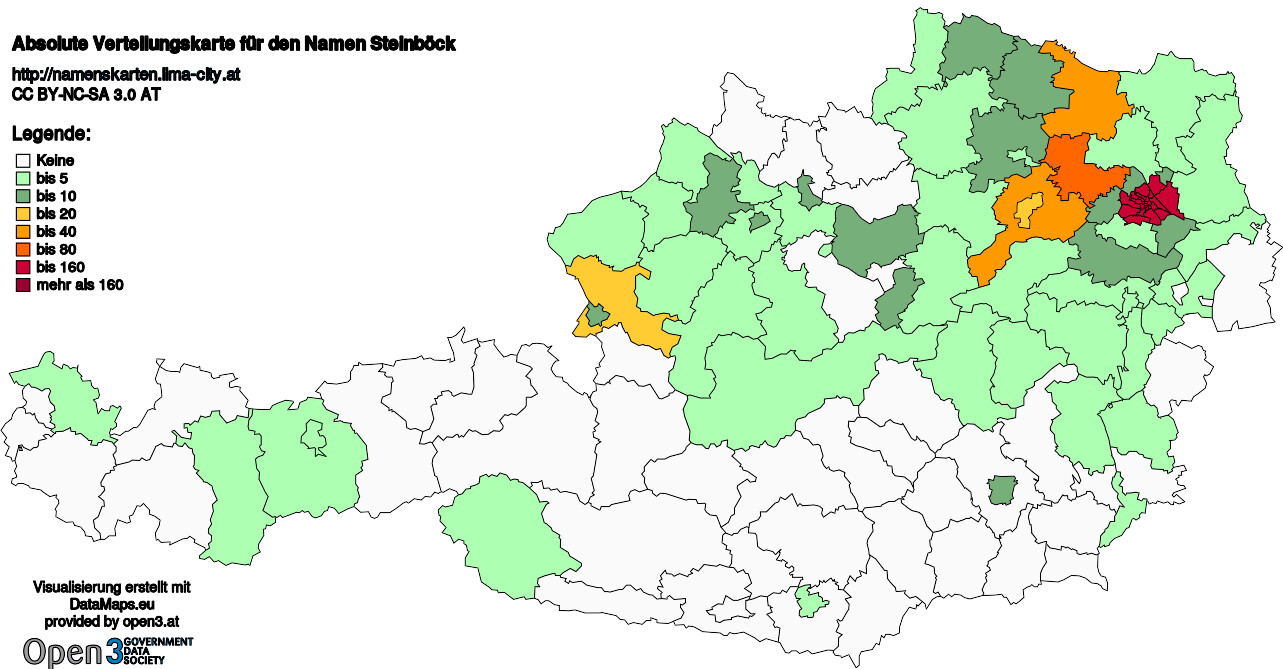 Absolute Verteilungskarten Nachnamen Steinböck