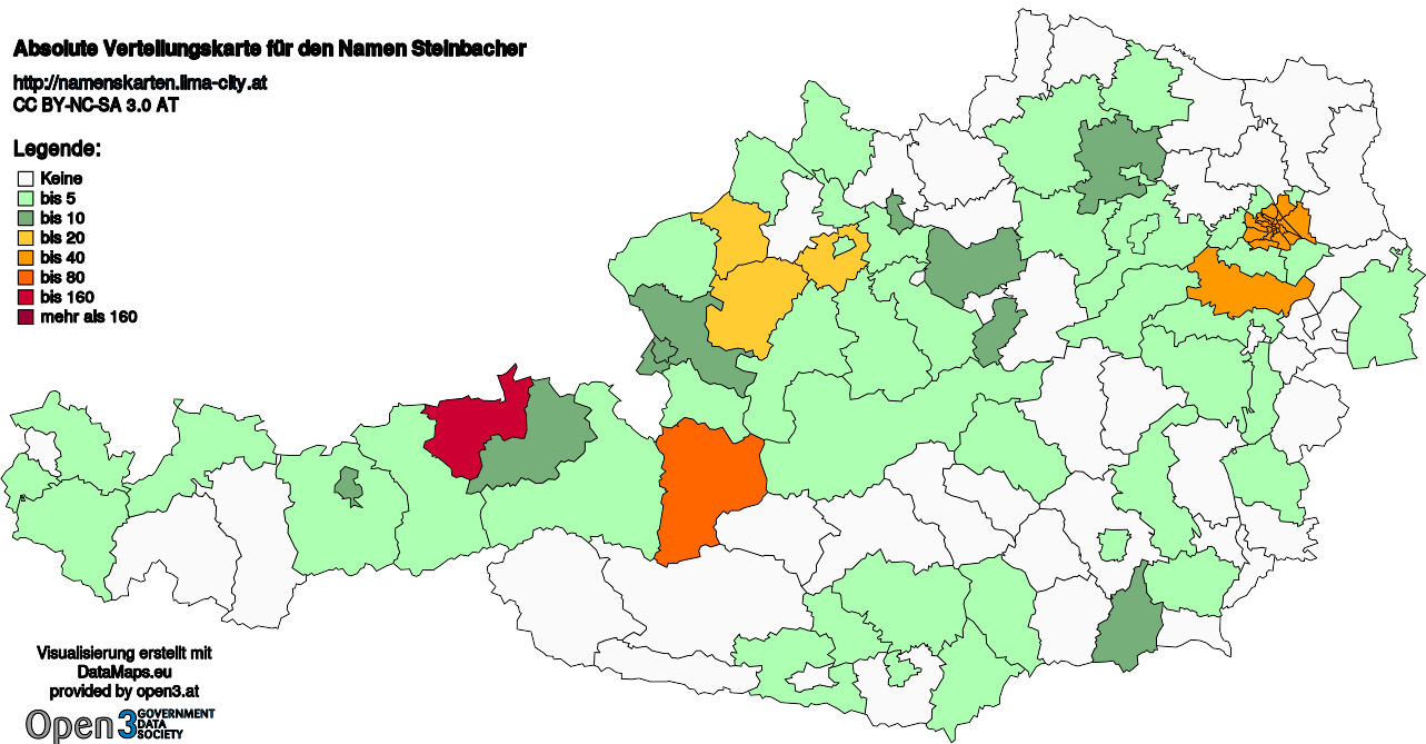 Absolute Verteilungskarten Nachnamen Steinbacher