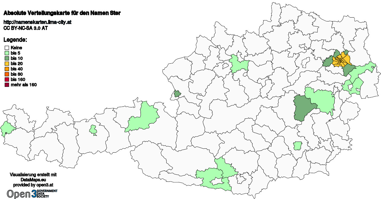 Absolute Verteilungskarten Nachnamen Ster