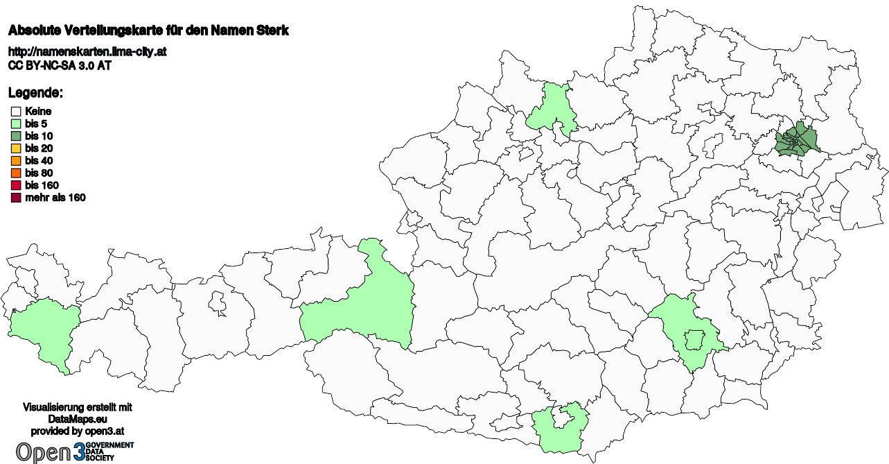 Absolute Verteilungskarten Nachnamen Sterk