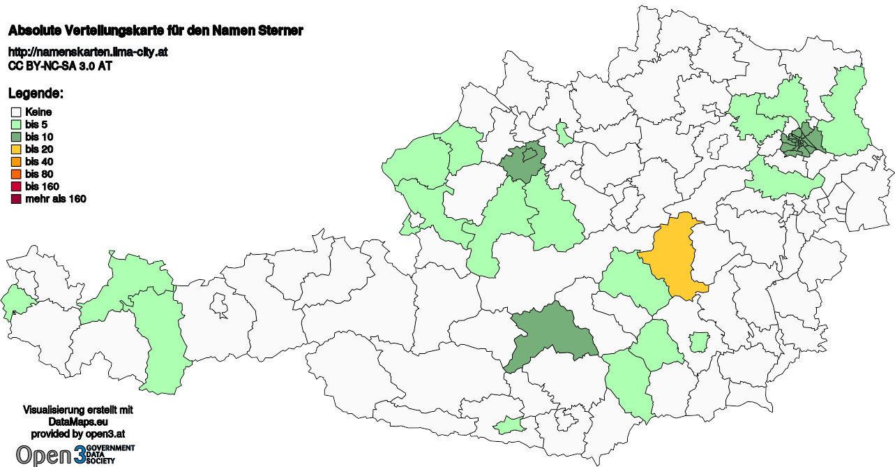 Absolute Verteilungskarten Nachnamen Sterner