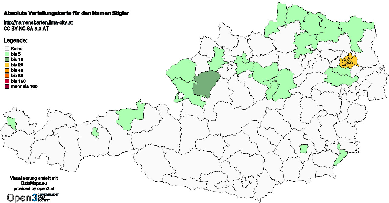 Absolute Verteilungskarten Nachnamen Stigler