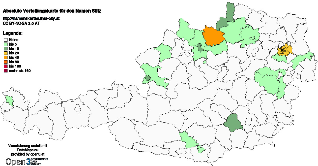 Absolute Verteilungskarten Nachnamen Stitz