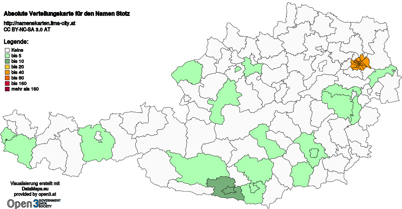 Absolute Verteilungskarten Nachnamen Stotz