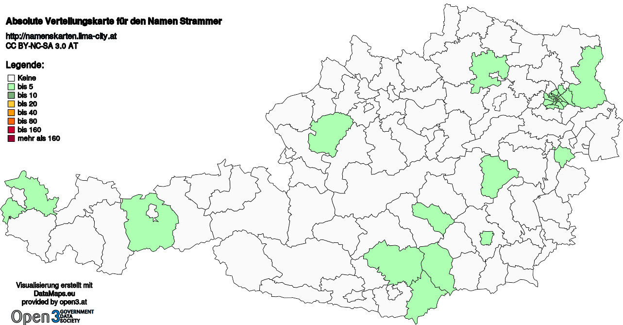 Absolute Verteilungskarten Nachnamen Strammer