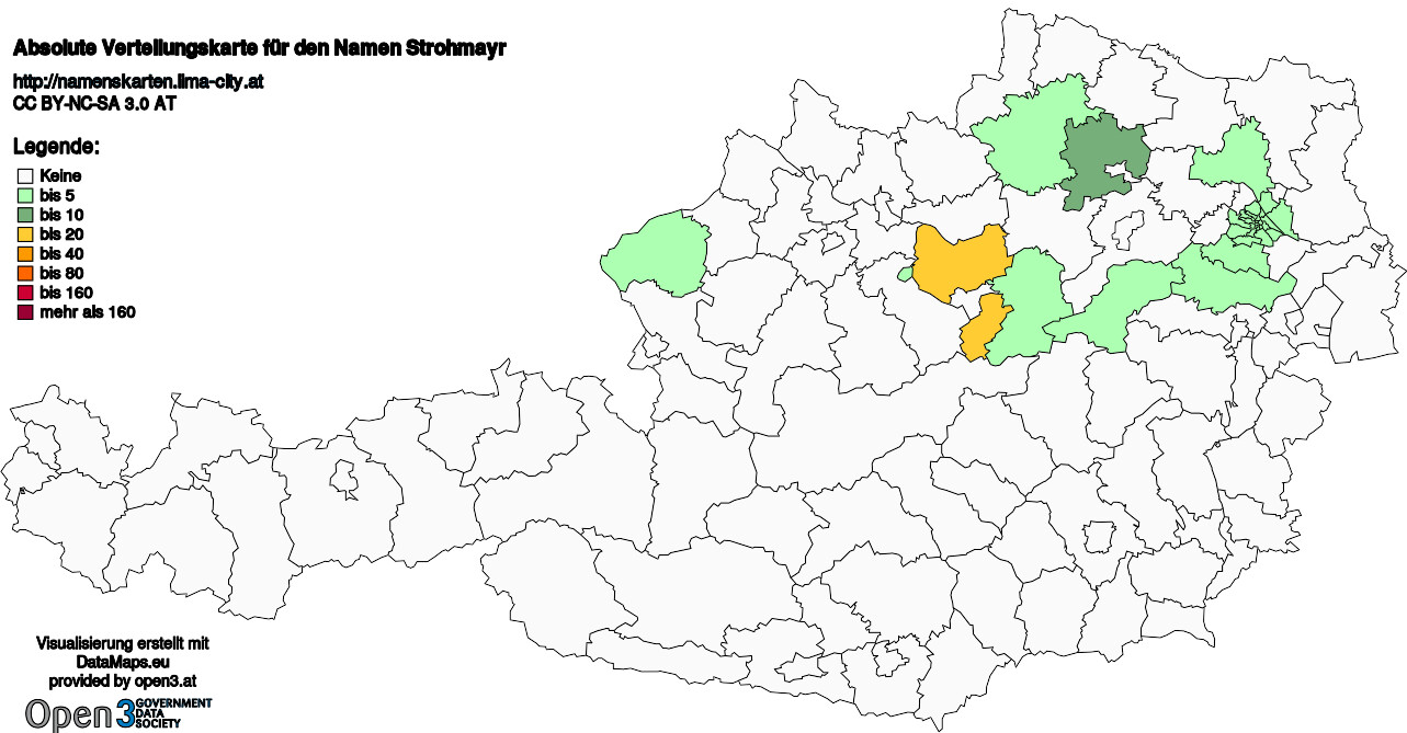 Absolute Verteilungskarten Nachnamen Strohmayr