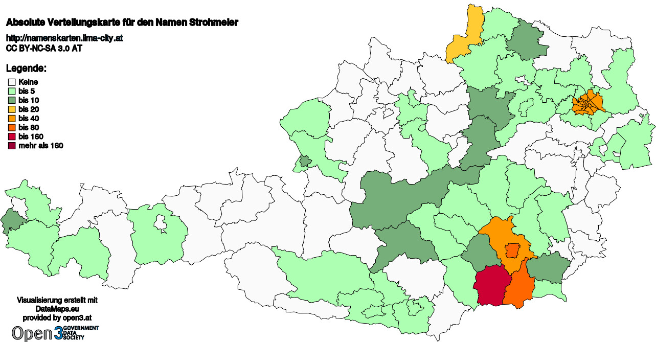 Absolute Verteilungskarten Nachnamen Strohmeier