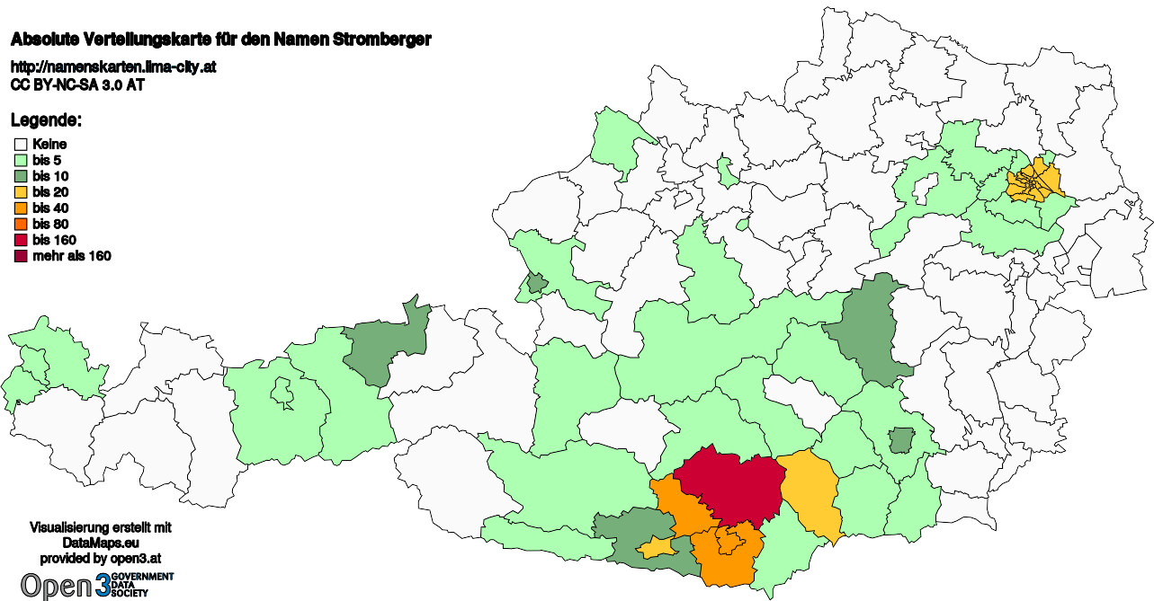 Absolute Verteilungskarten Nachnamen Stromberger