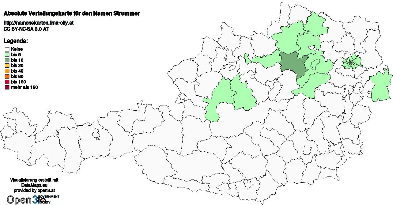 Absolute Verteilungskarten Nachnamen Strummer