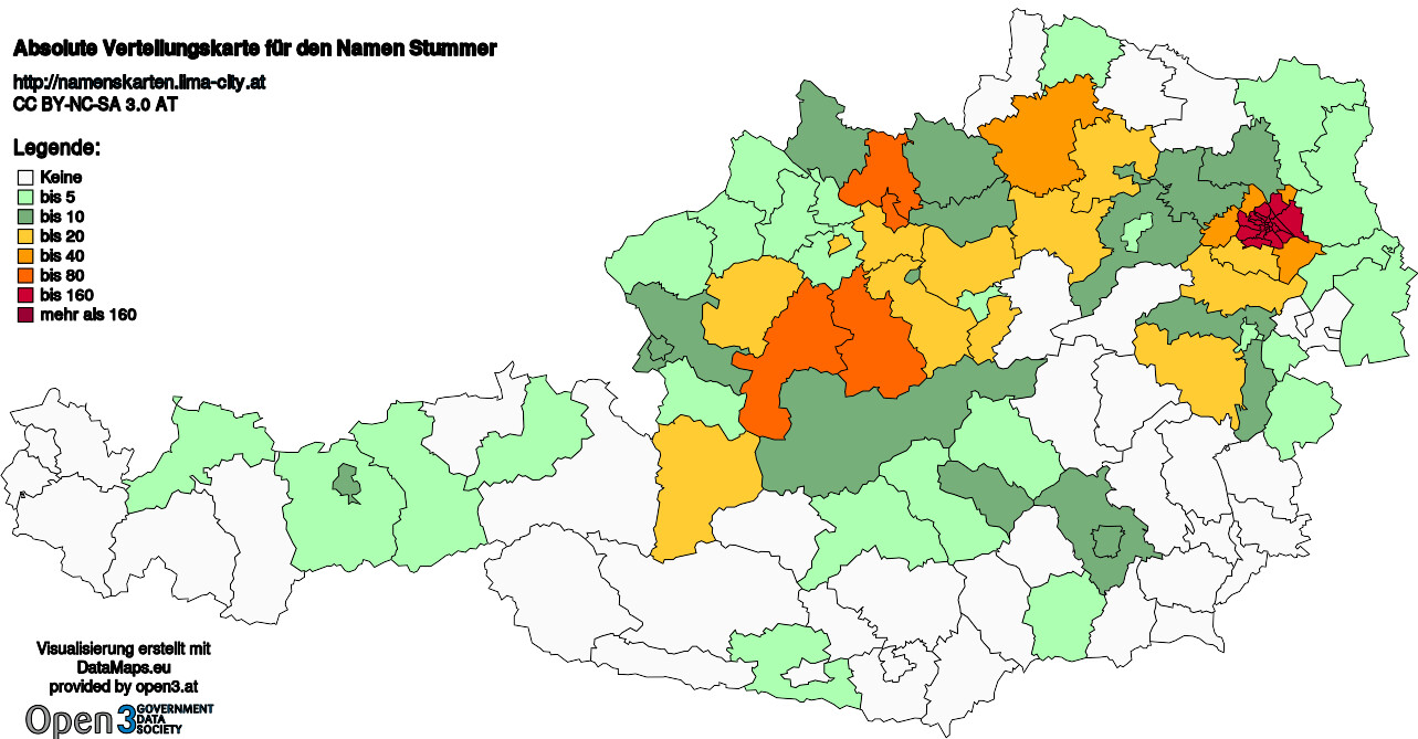 Absolute Verteilungskarten Nachnamen Stummer