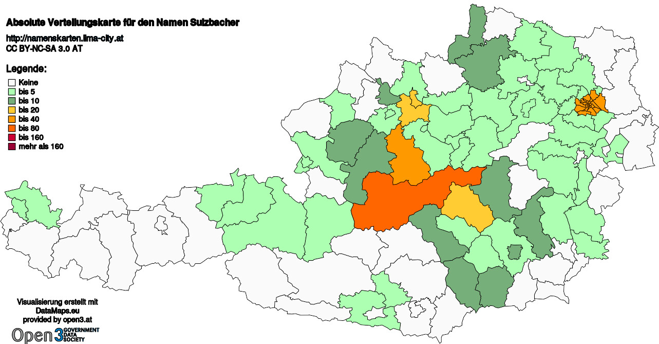 Absolute Verteilungskarten Nachnamen Sulzbacher