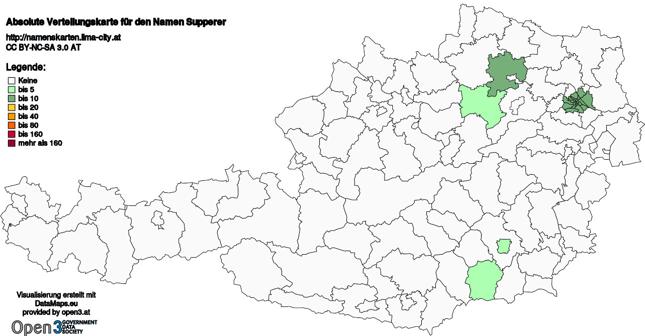 Absolute Verteilungskarten Nachnamen Supperer