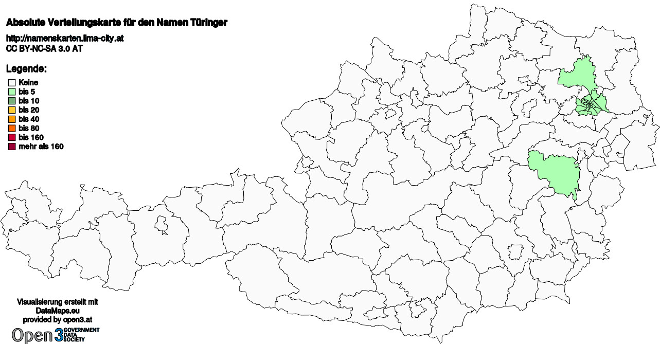 Absolute Verteilungskarten Nachnamen Türinger