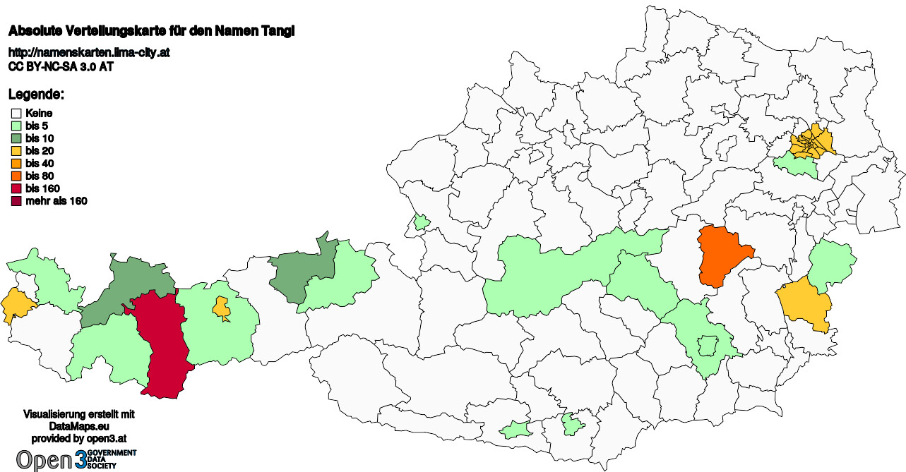 Absolute Verteilungskarten Nachnamen Tangl