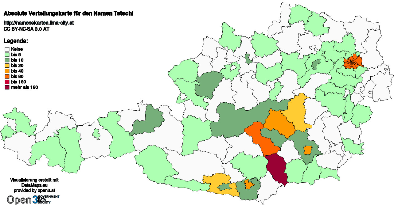 Absolute Verteilungskarten Nachnamen Tatschl