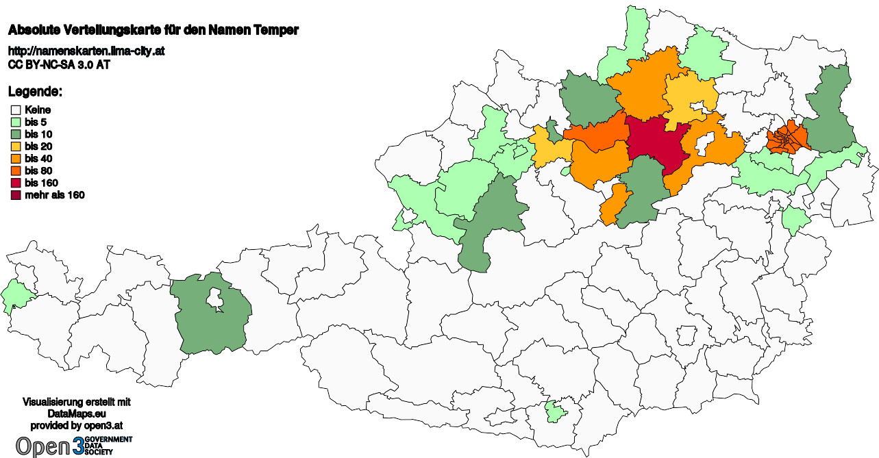 Absolute Verteilungskarten Nachnamen Temper