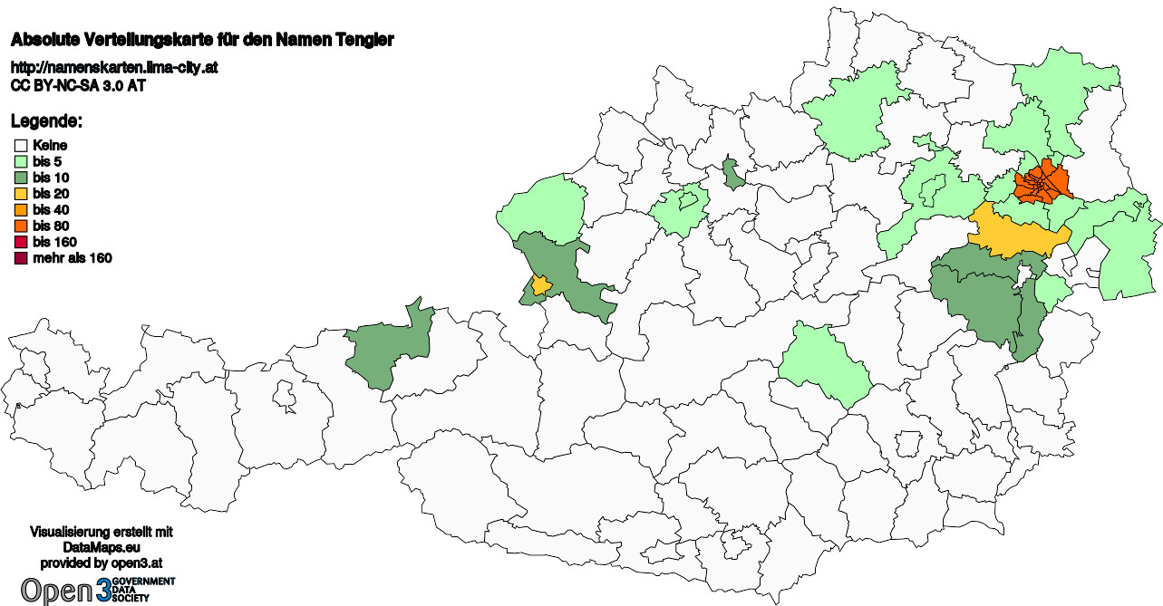 Absolute Verteilungskarten Nachnamen Tengler