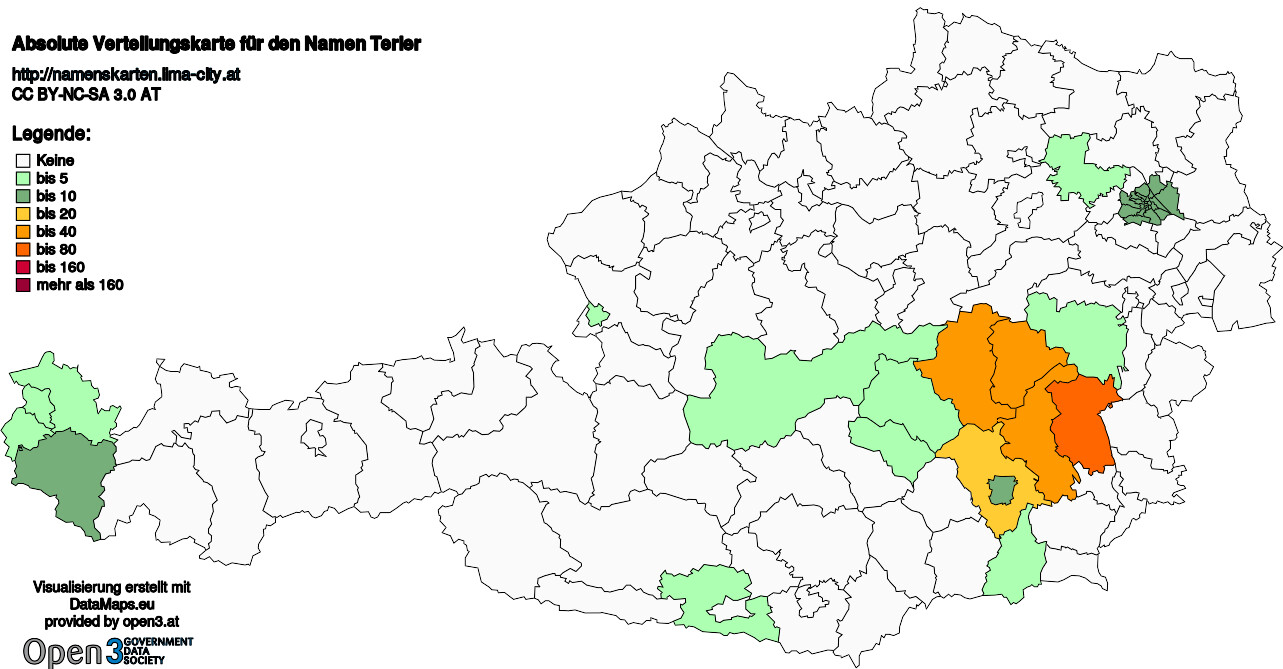 Absolute Verteilungskarten Nachnamen Terler