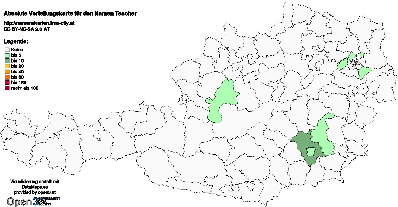 Absolute Verteilungskarten Nachnamen Tescher