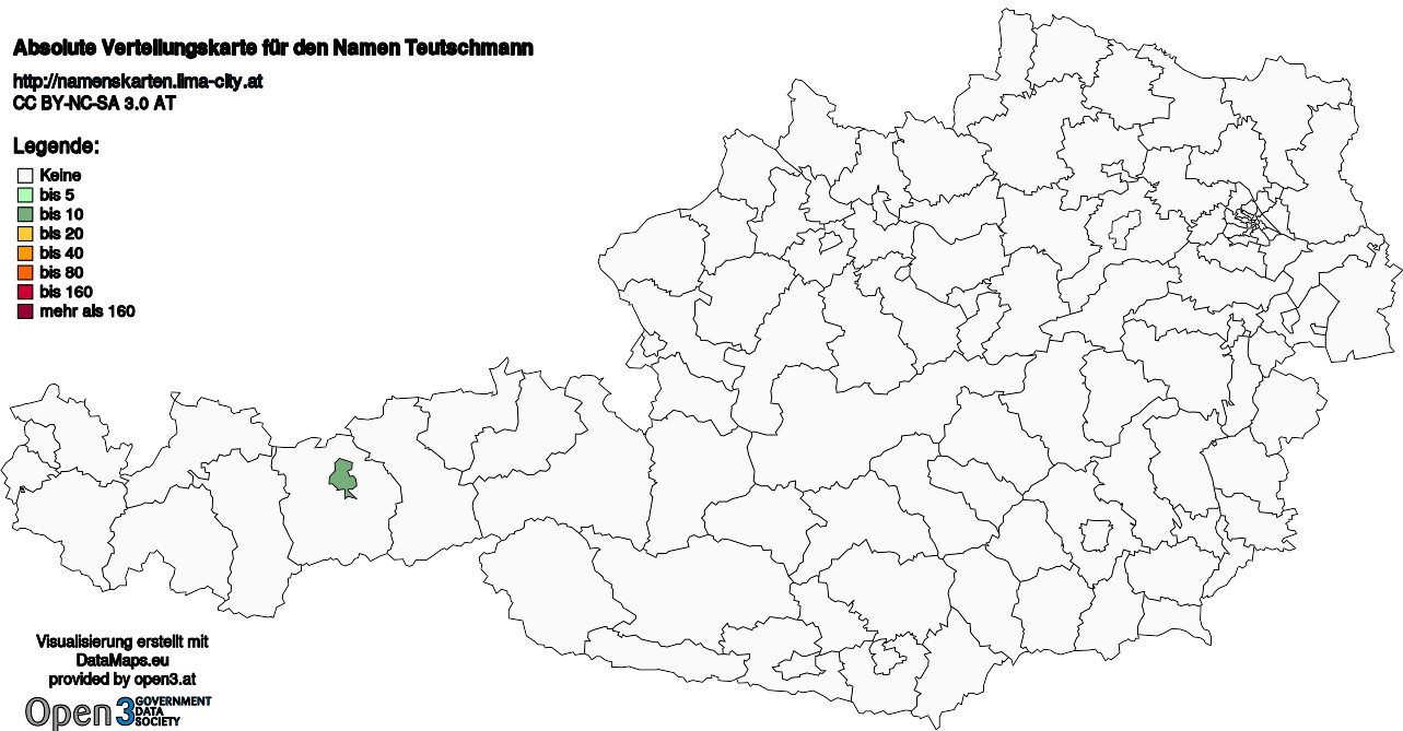 Absolute Verteilungskarten Nachnamen Teutschmann