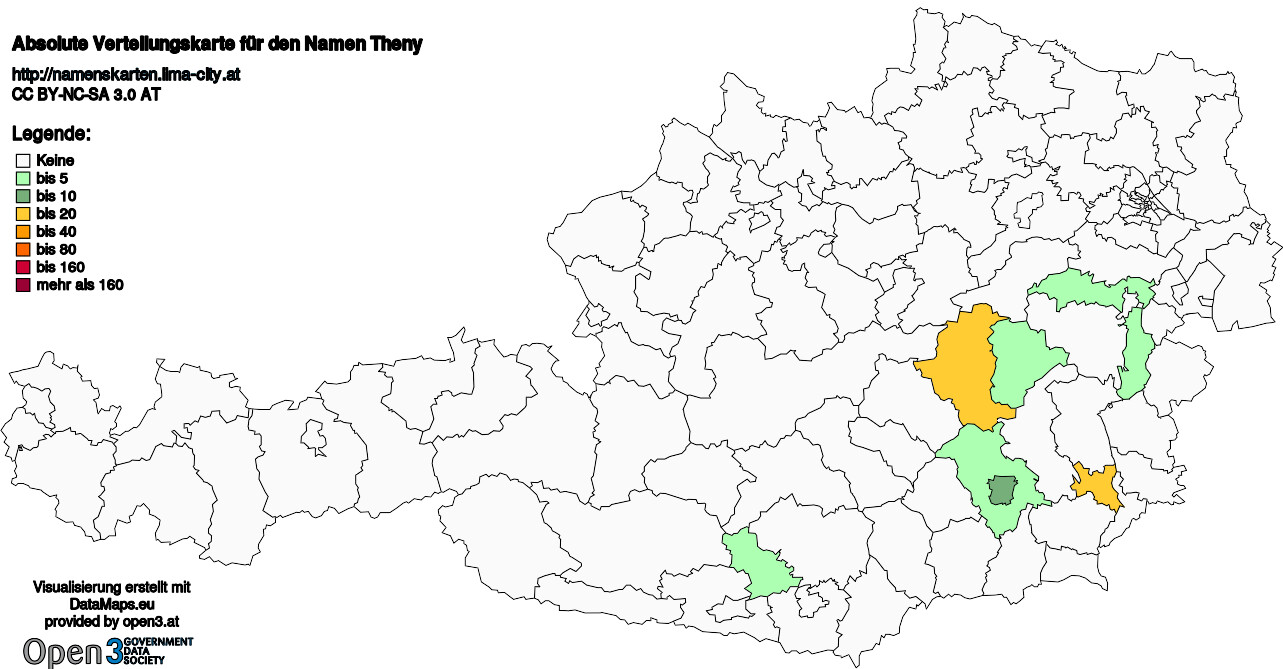 Absolute Verteilungskarten Nachnamen Theny