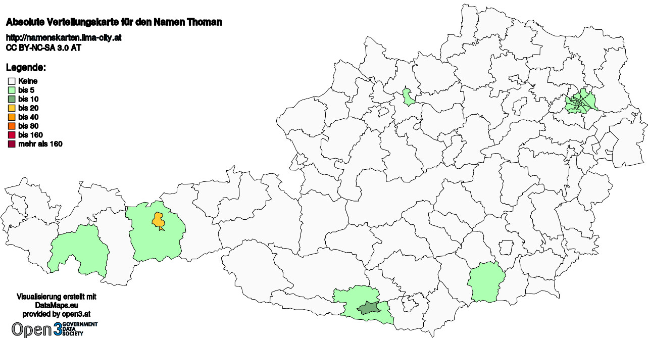 Absolute Verteilungskarten Nachnamen Thoman