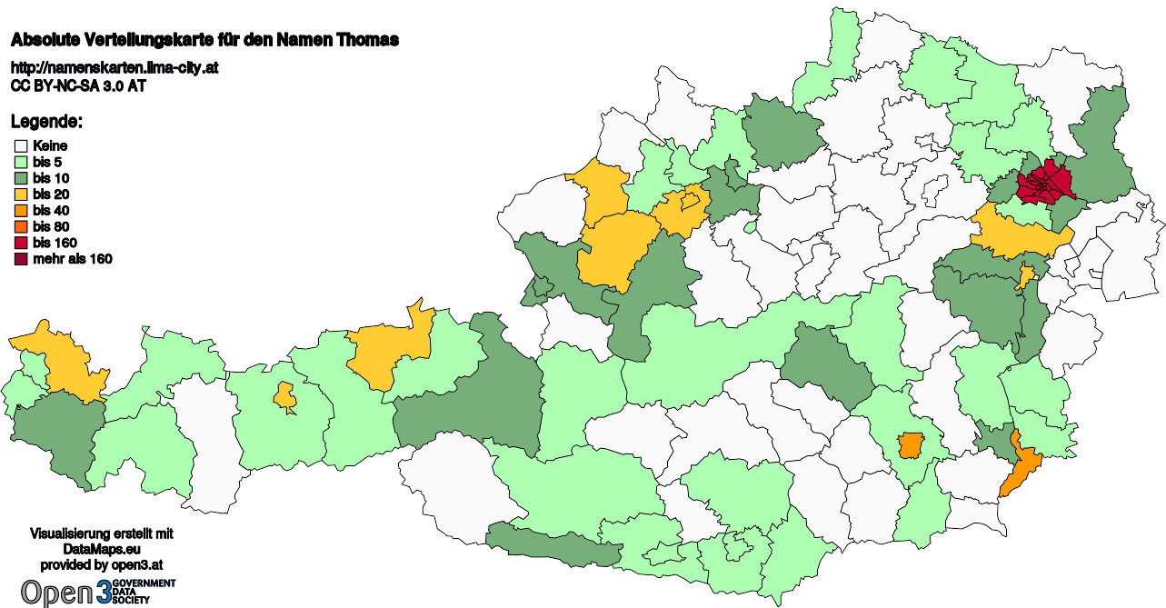 Absolute Verteilungskarten Nachnamen Thomas