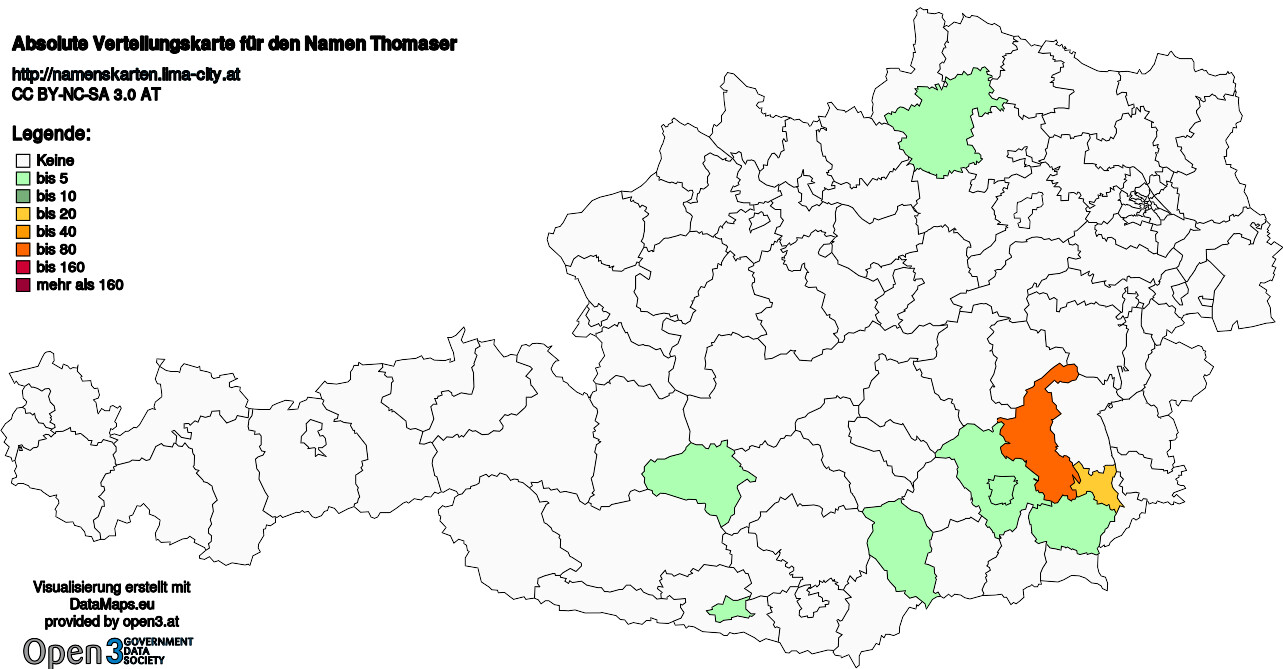 Absolute Verteilungskarten Nachnamen Thomaser