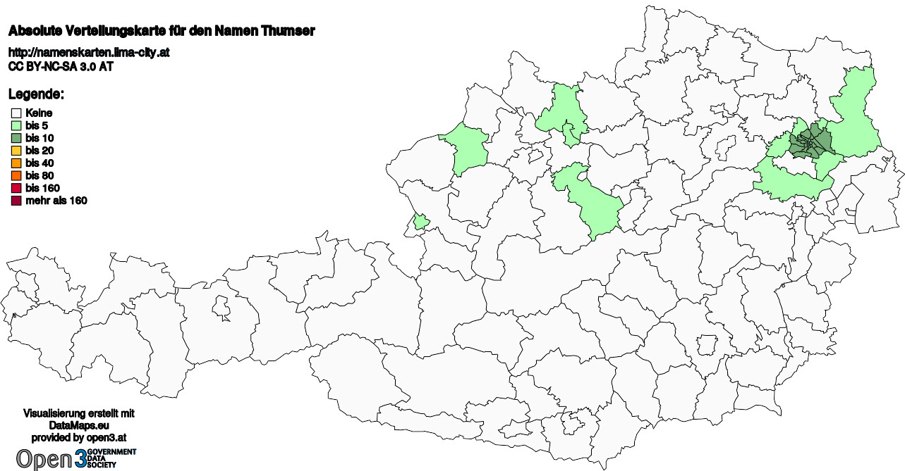 Absolute Verteilungskarten Nachnamen Thumser