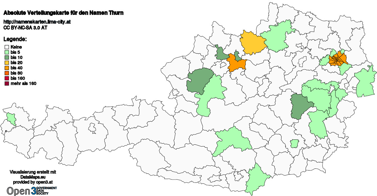 Absolute Verteilungskarten Nachnamen Thurn