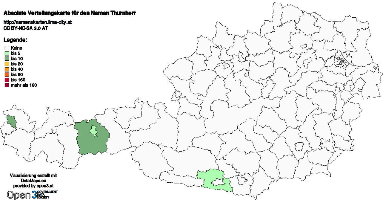 Absolute Verteilungskarten Nachnamen Thurnherr