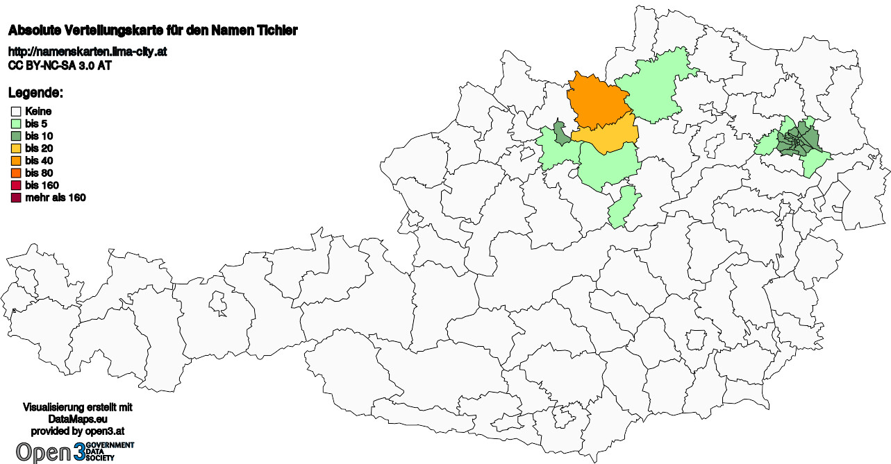 Absolute Verteilungskarten Nachnamen Tichler