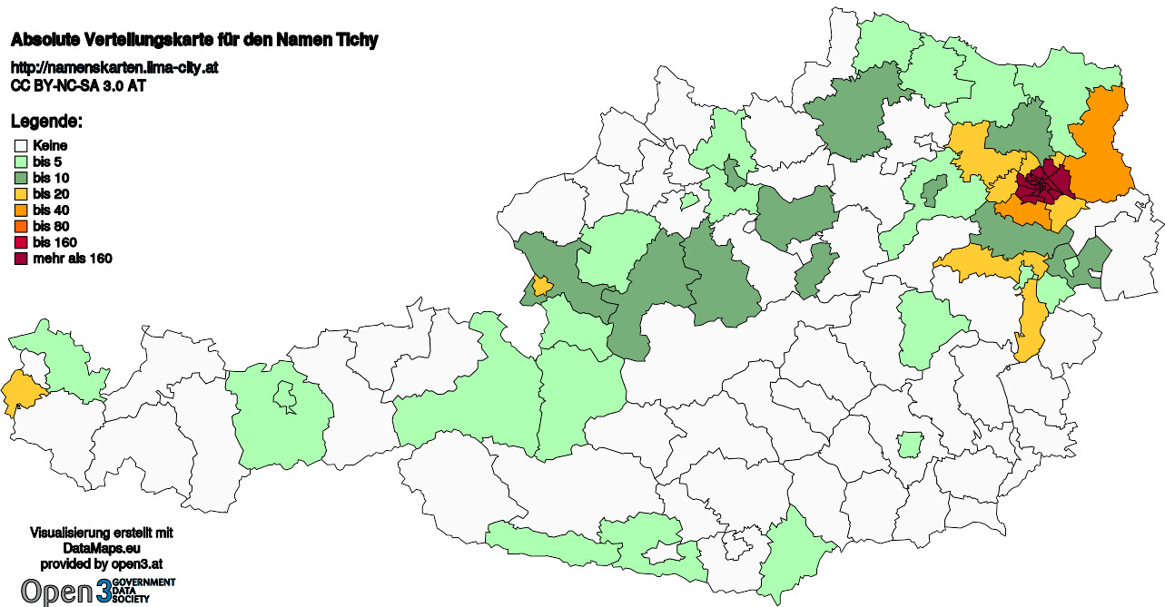 Absolute Verteilungskarten Nachnamen Tichy