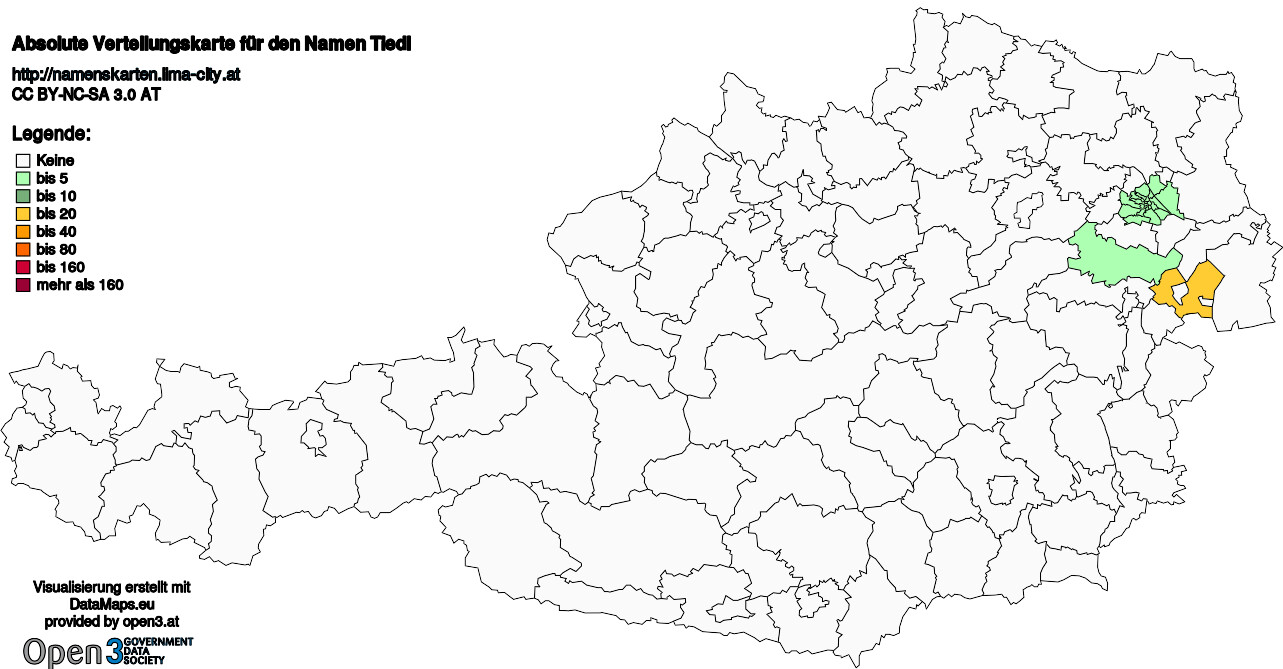 Absolute Verteilungskarten Nachnamen Tiedl