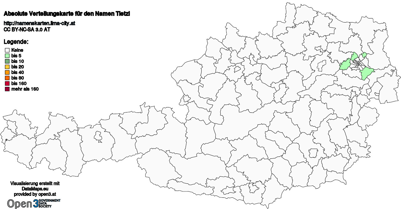 Absolute Verteilungskarten Nachnamen Tietzl