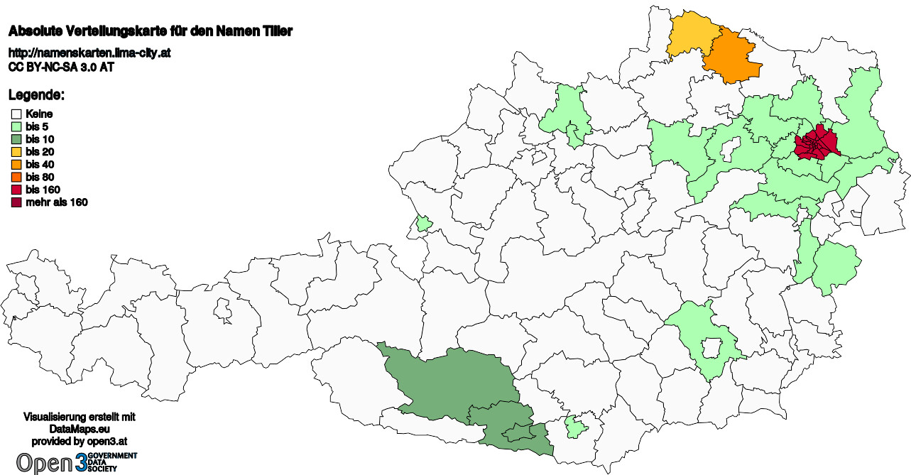 Absolute Verteilungskarten Nachnamen Tiller