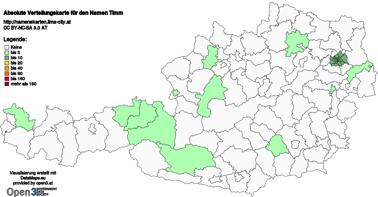 Absolute Verteilungskarten Nachnamen Timm