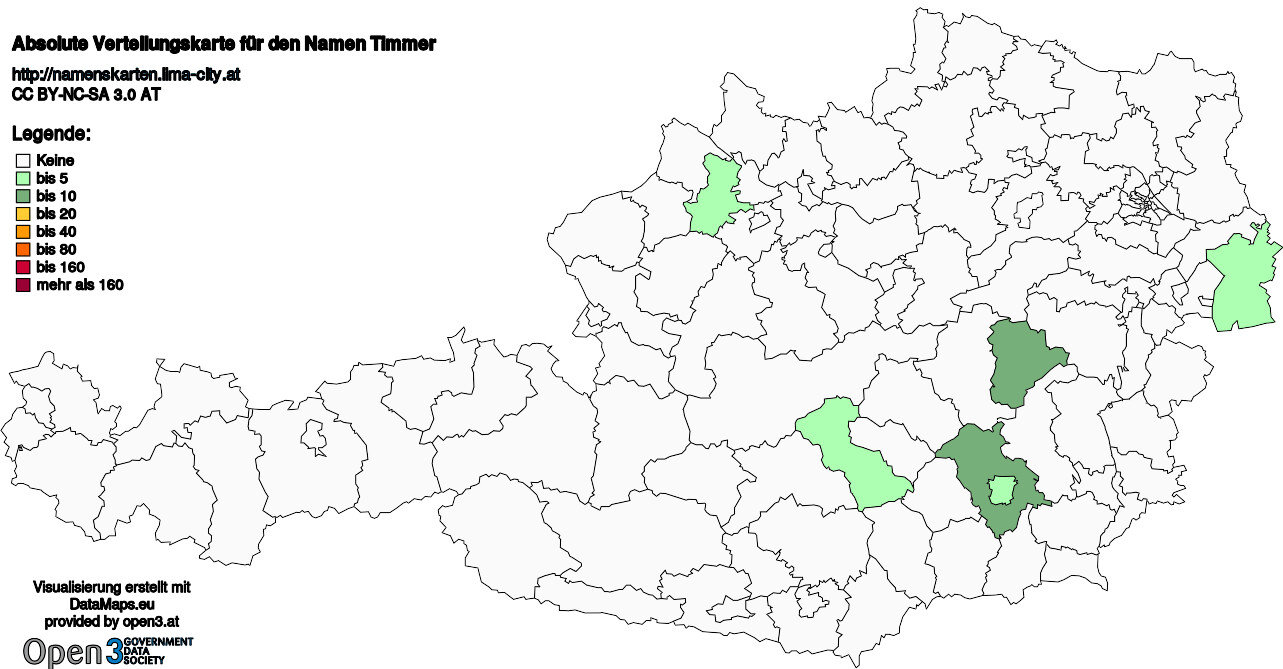 Absolute Verteilungskarten Nachnamen Timmer