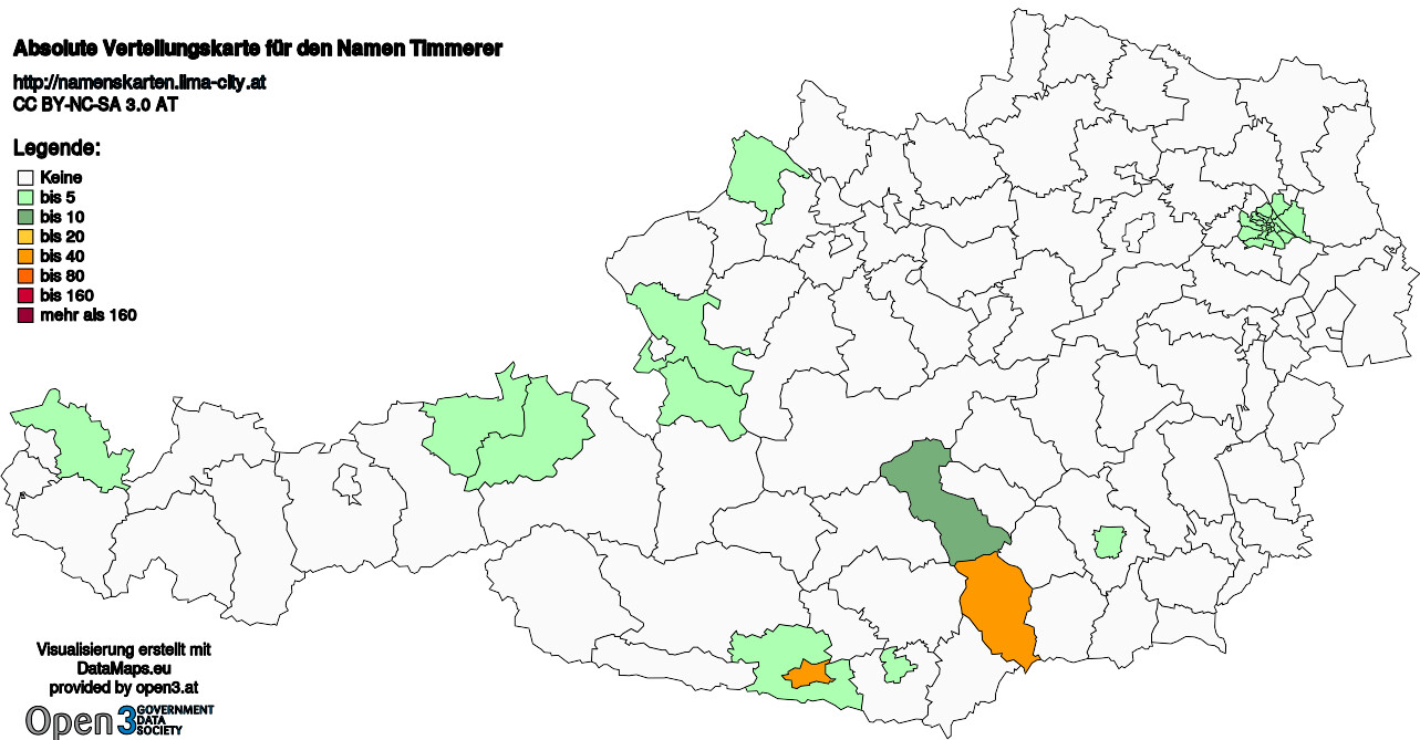 Absolute Verteilungskarten Nachnamen Timmerer