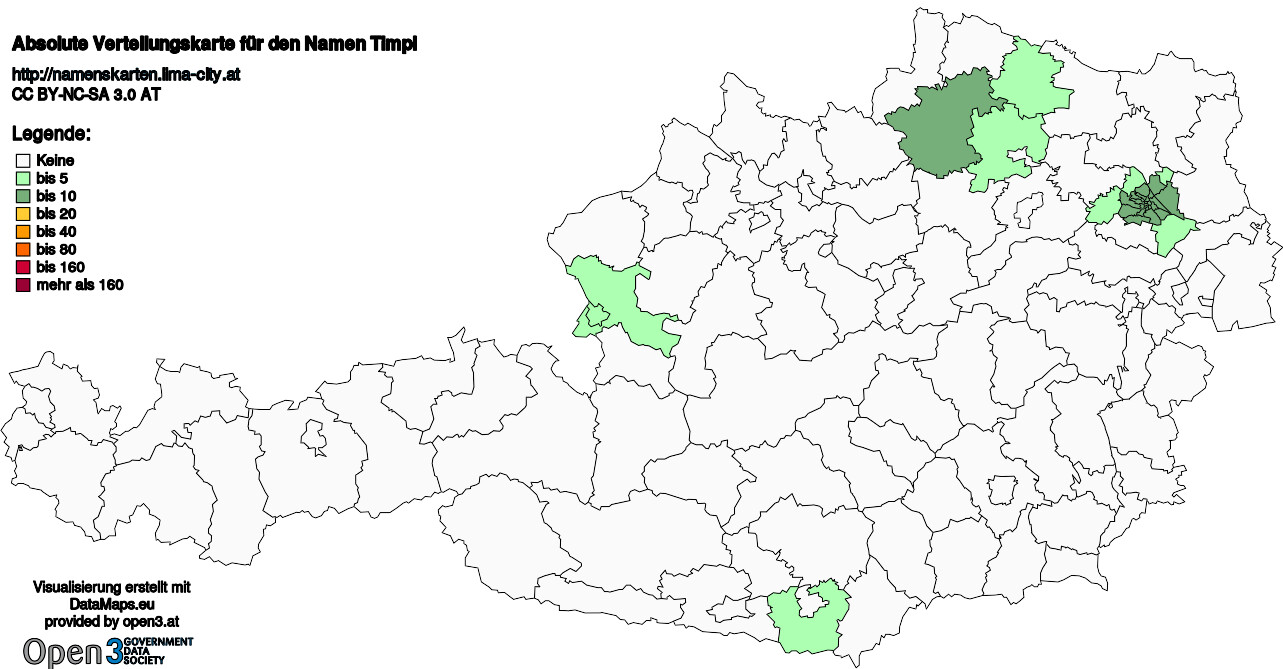 Absolute Verteilungskarten Nachnamen Timpl